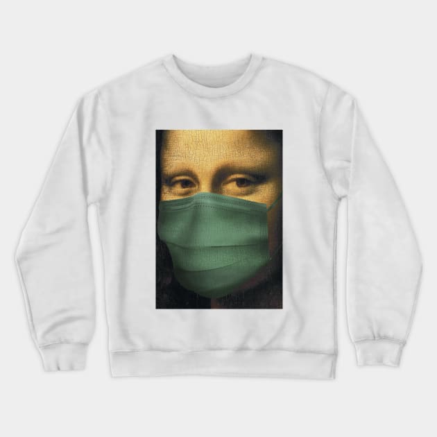 Mona Lisa in Face Mask Pandemic (Leonardo da Vinci Painting) Crewneck Sweatshirt by Dmitry_Buldakov